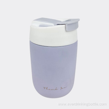 280ml Plastic Flip Lid With Straw Vacuum Pot